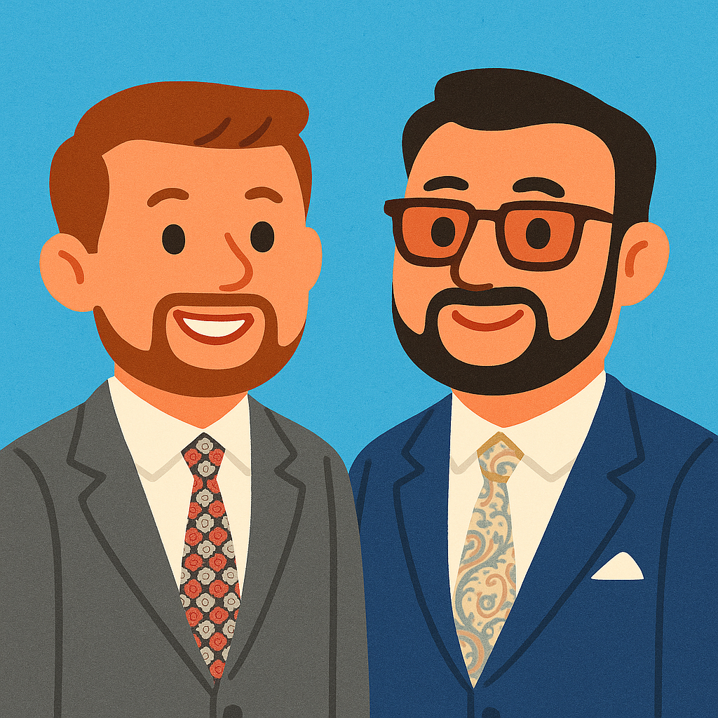 James & Elliot — cartoon founders